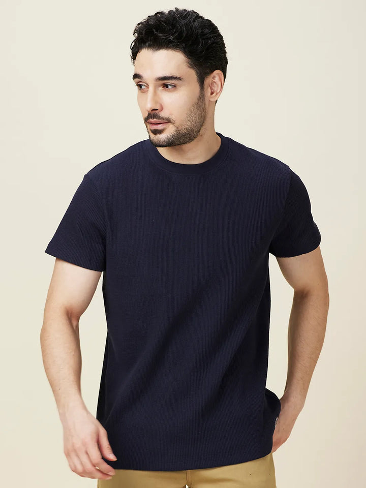 Navy Easy Fit Round Neck Men's T-Shirt by Being Human Clothing