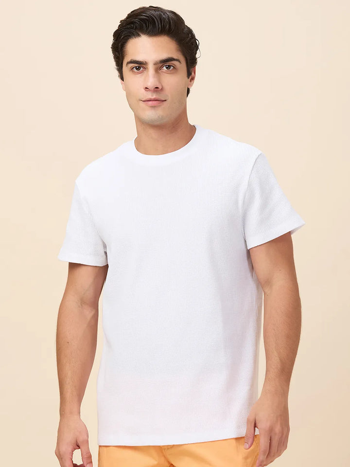 White Easy Fit Round Neck Men's T-Shirt by Being Human Clothing