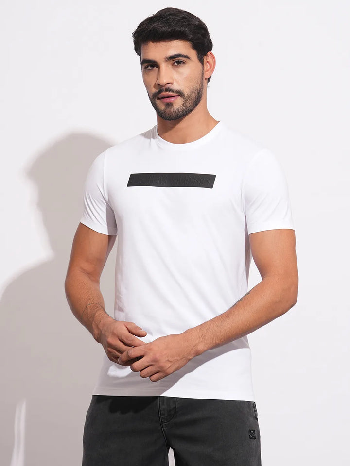 White Slim Fit Round Neck Men's T-Shirt by Being Human Clothing