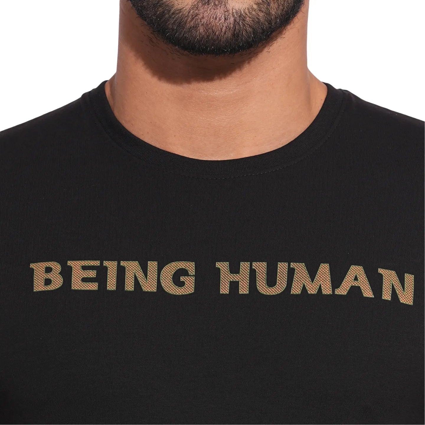 Mens-Top Crew Neck Black by Being Human Clothing