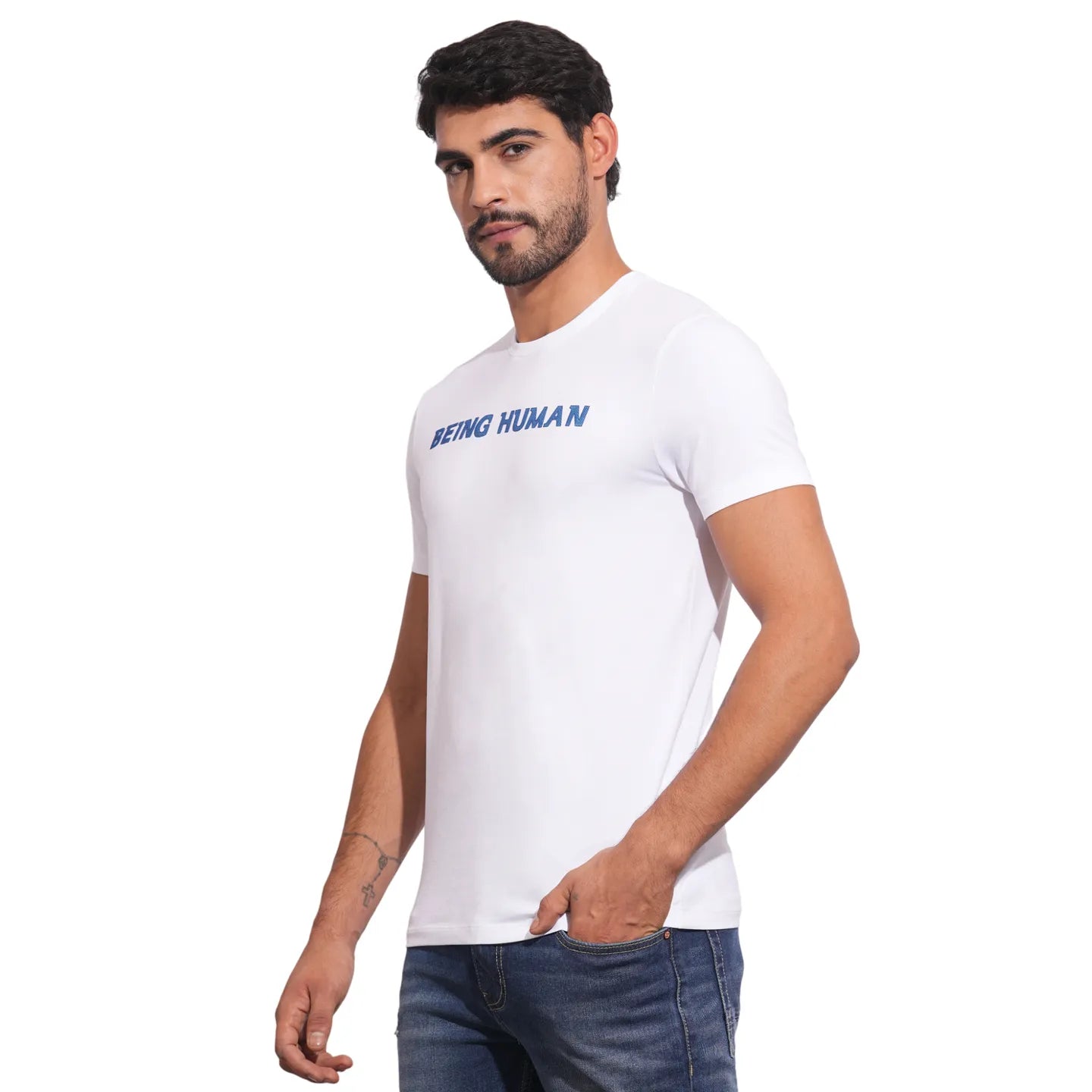 Being Human Clothing Mens-Top Crew Neck White