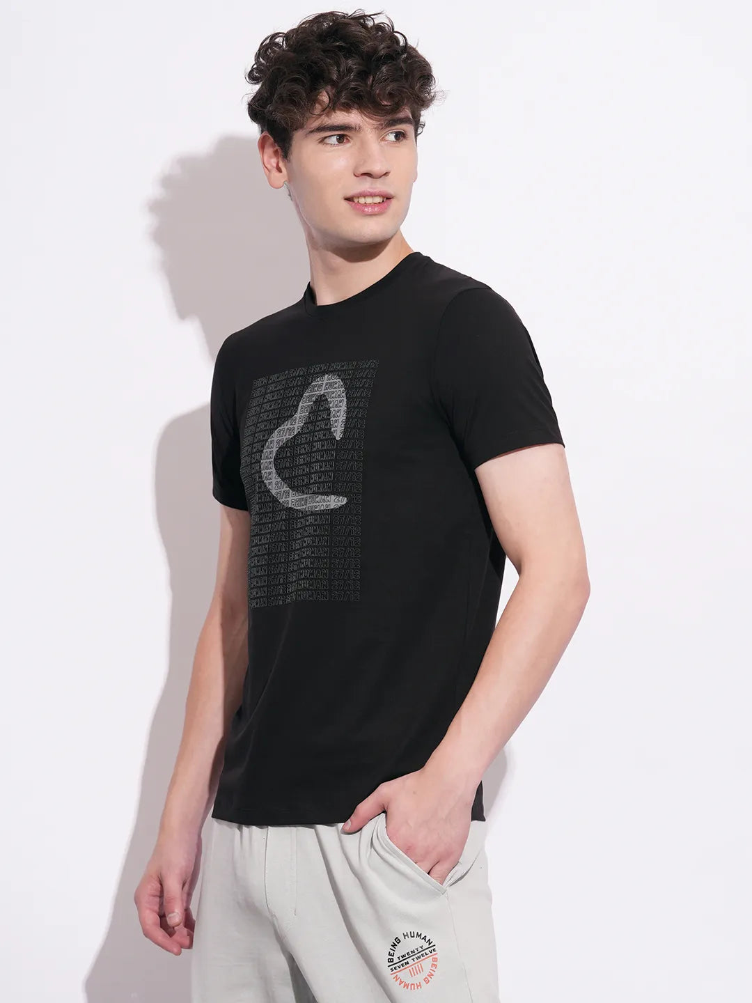 Being Human Clothing Mens-Top Crew Neck Black