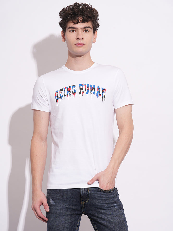 White Slim Fit Round Neck Men's T-shirt