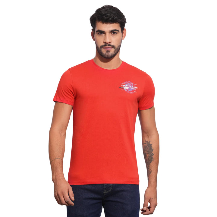 True Red Slim Fit Round Neck Men's T-Shirt by Being Human Clothing