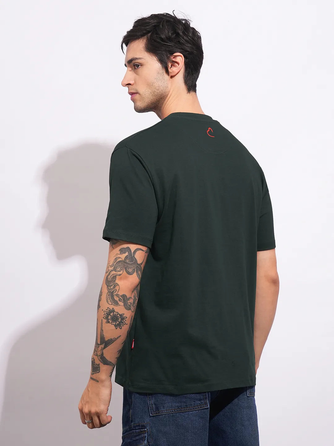 Captain America Dark Green Easy Fit Round Neck Men's T-Shirt by Being Human Clothing