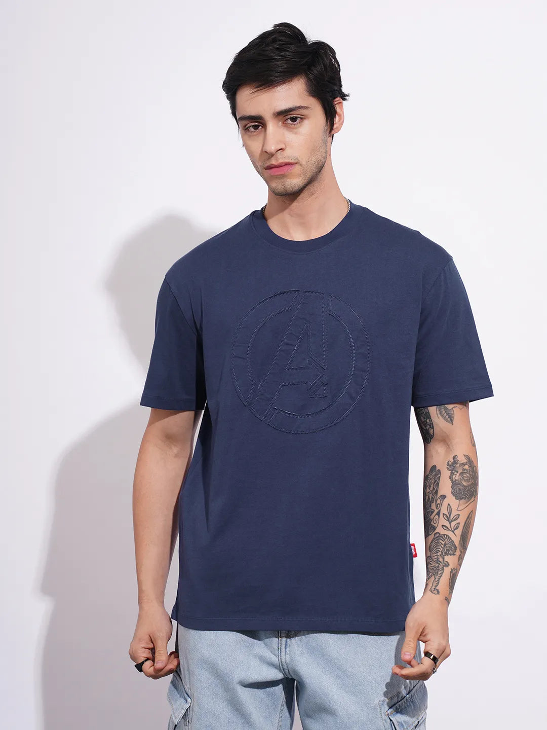 Avengers Navy Easy Fit Round Neck Men's T-Shirt by Being Human Clothing