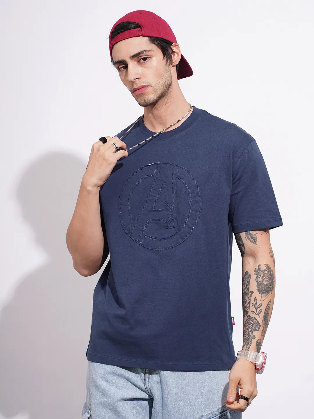 Avengers Navy Easy Fit Round Neck Men's T-Shirt by Being Human Clothing