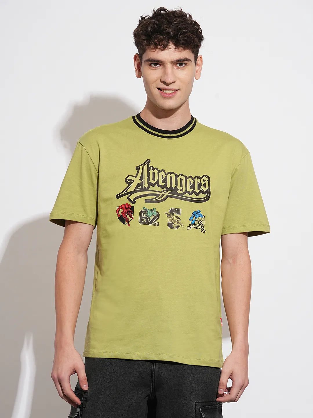 Avengers Olive Easy Fit Round Neck Men's T-Shirt by Being Human Clothing