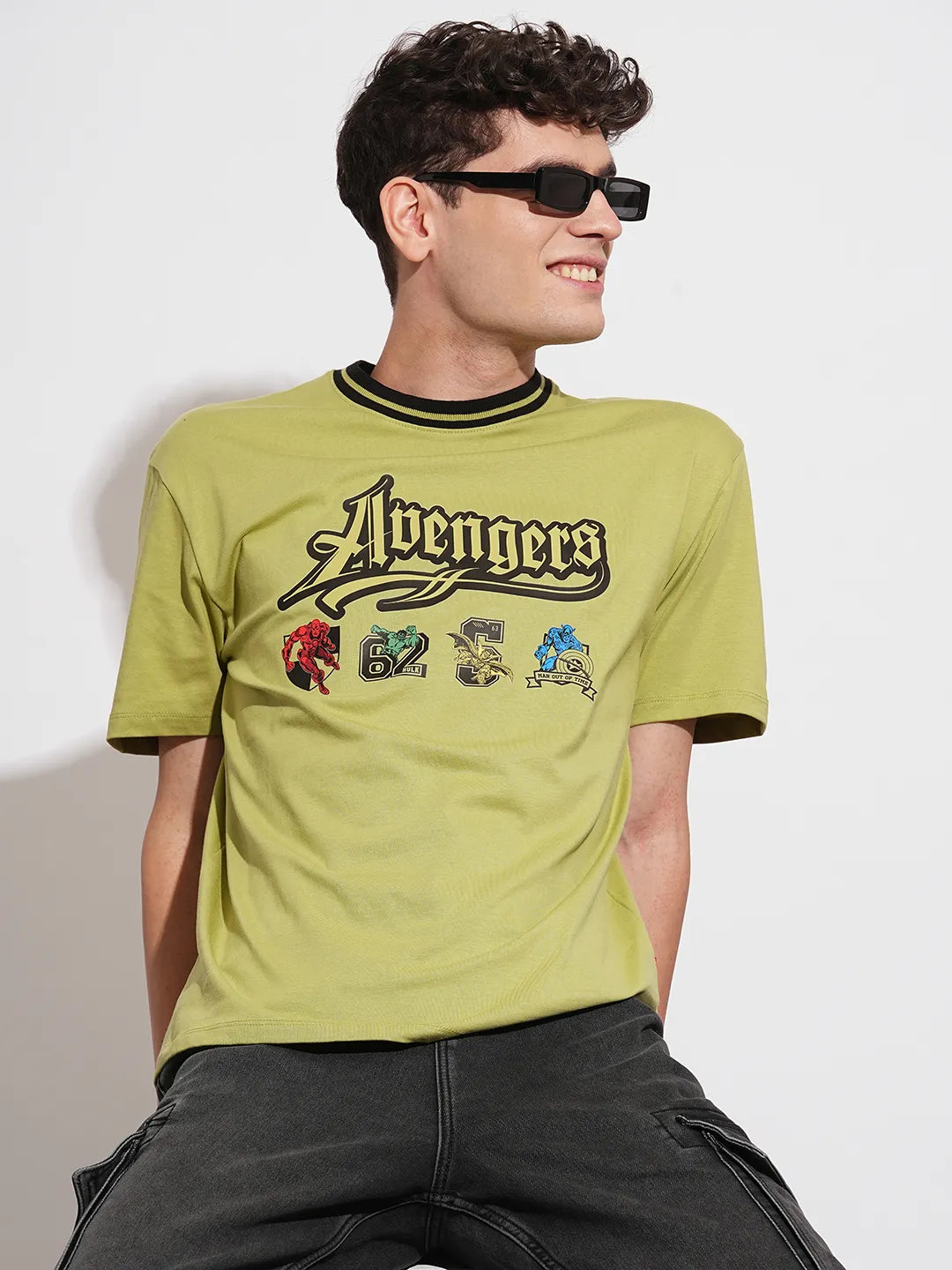 Avengers Olive Easy Fit Round Neck Men's T-Shirt by Being Human Clothing