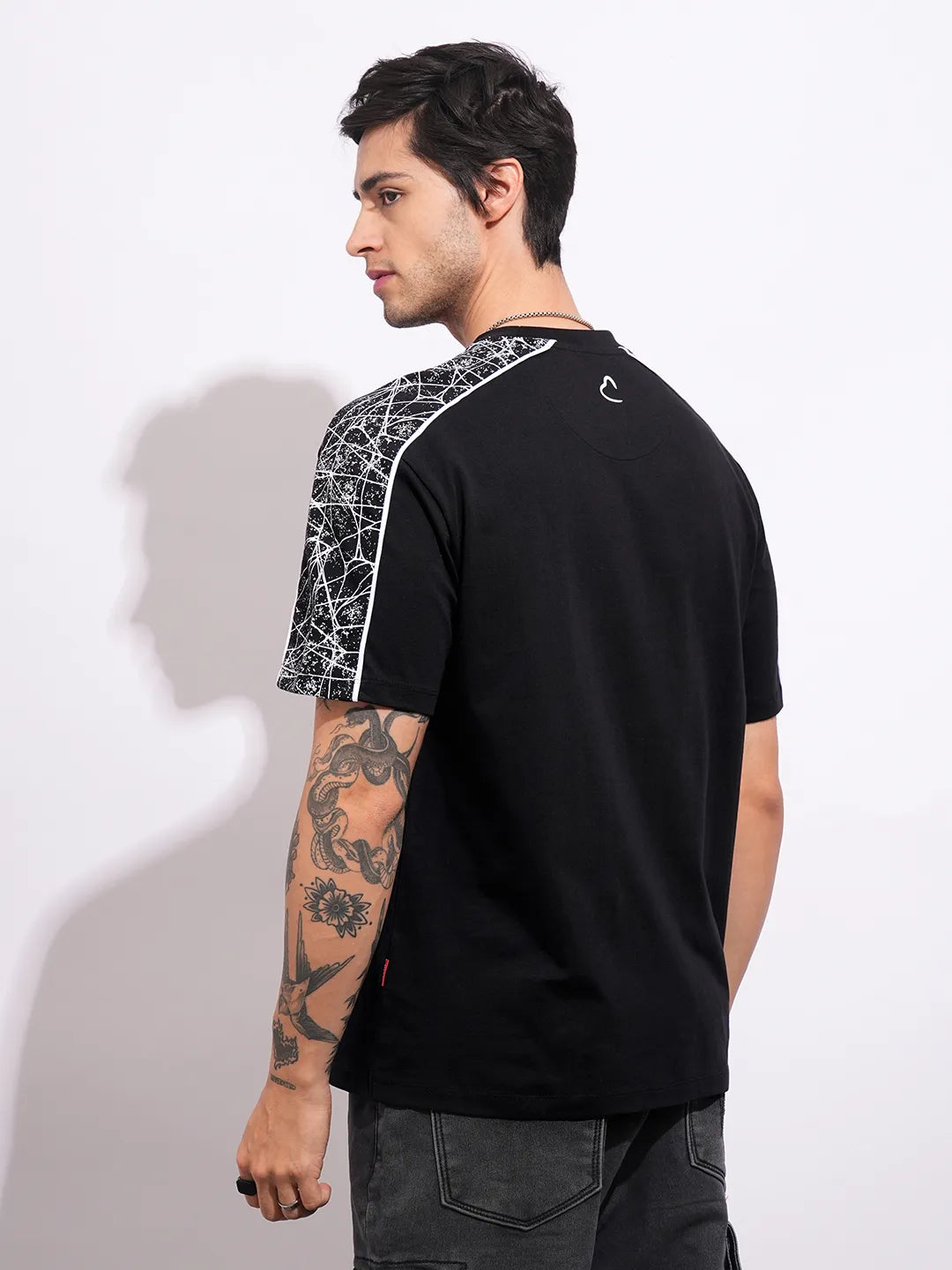 Being Human Clothing Men's Black Spiderman Crew Neck T-shirt