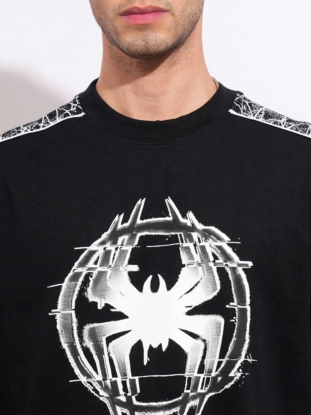 Being Human Clothing Men's Black Spiderman Crew Neck T-shirt
