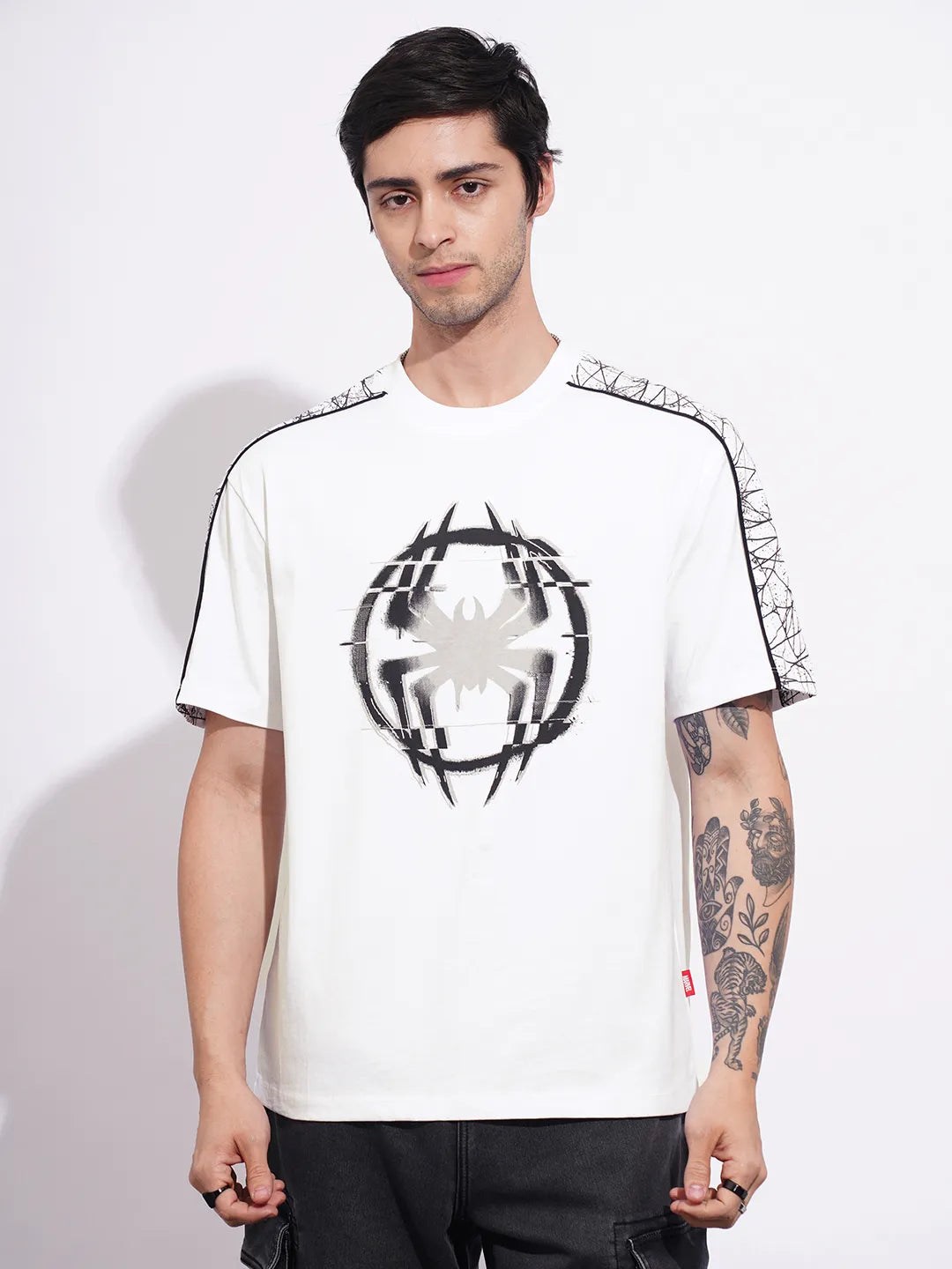 Being Human Clothing Men's White Spiderman Crew Neck T-shirt