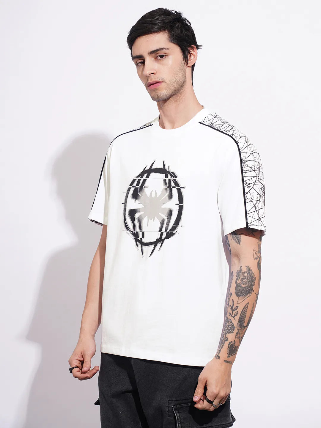 Being Human Clothing Men's White Spiderman Crew Neck T-shirt