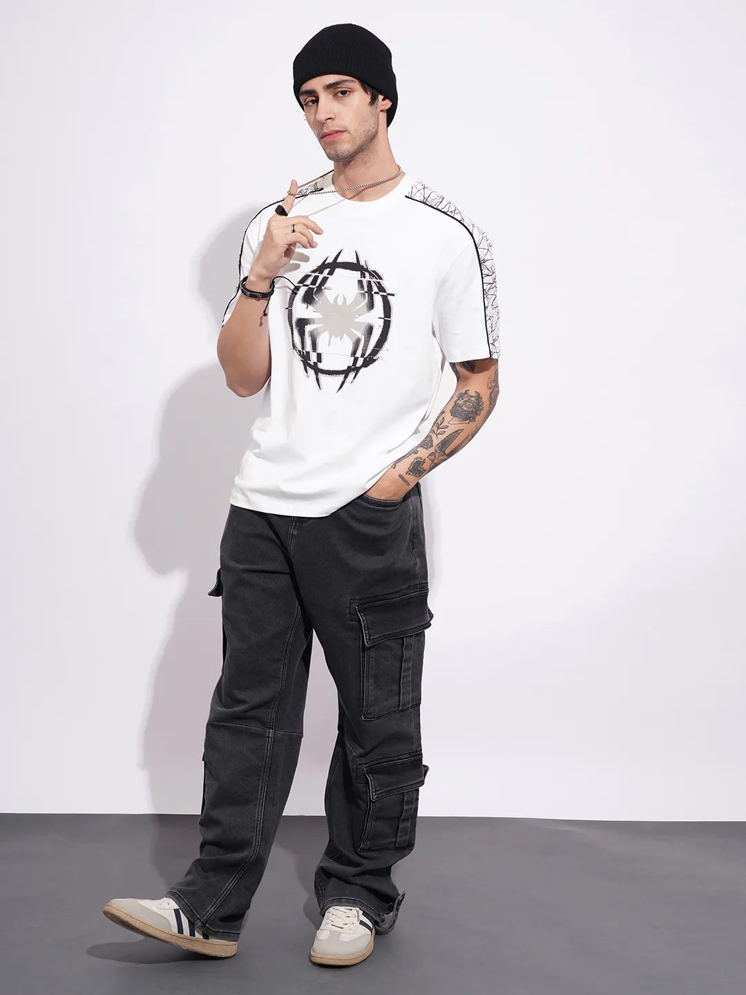 Being Human Clothing Men's White Spiderman Crew Neck T-shirt