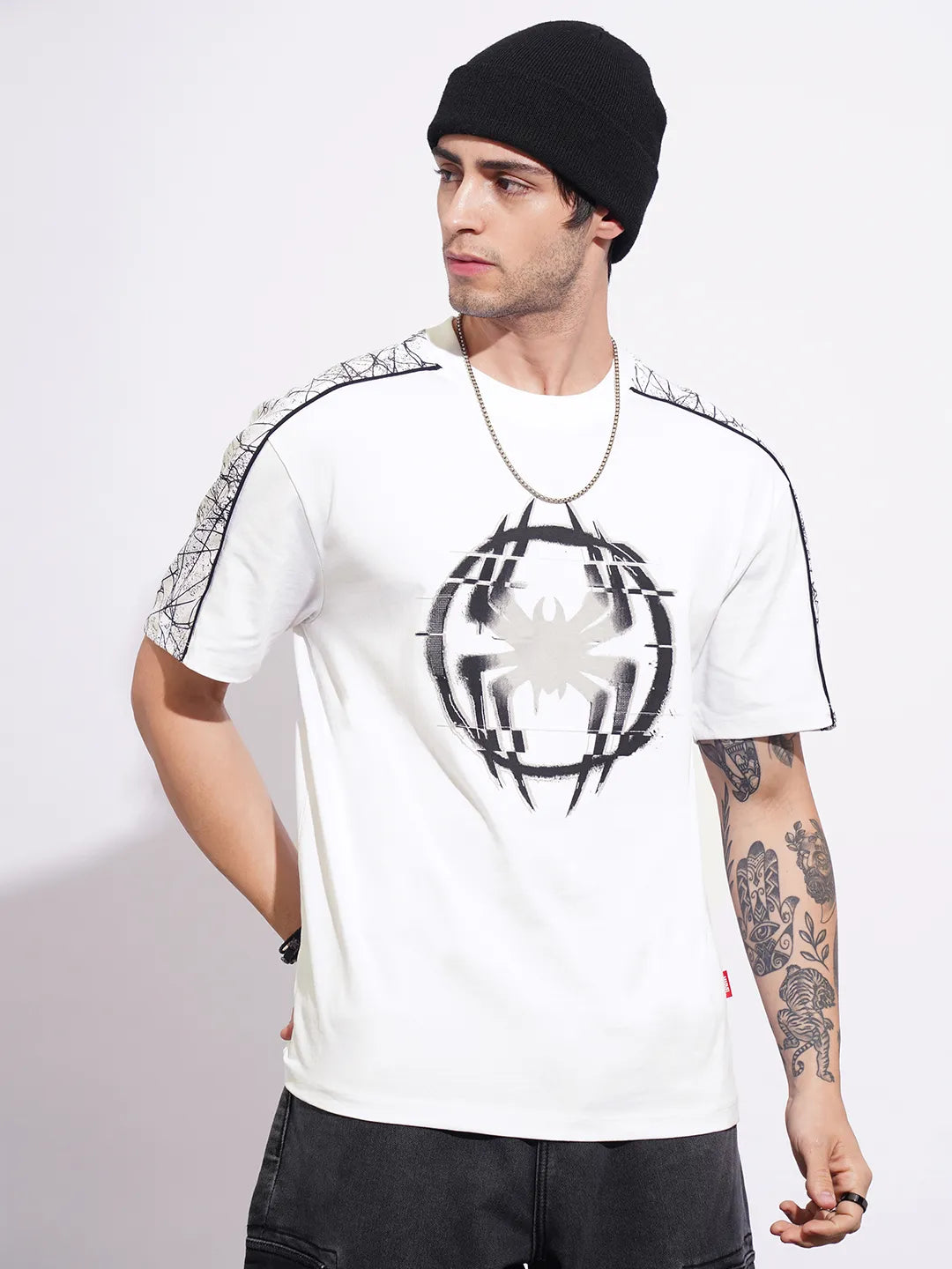 Being Human Clothing Men's White Spiderman Crew Neck T-shirt