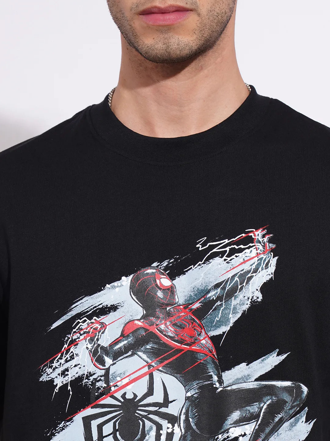 Being Human Clothing Men's Black Spiderman Crew Neck T-shirt