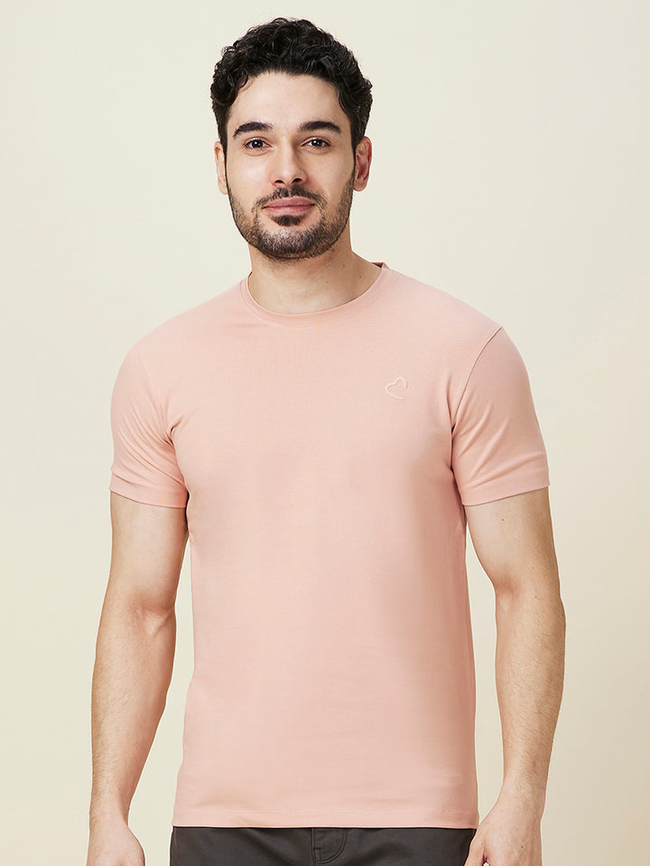 Dusty Pink Slim Fit Round Neck Mens T-shirt