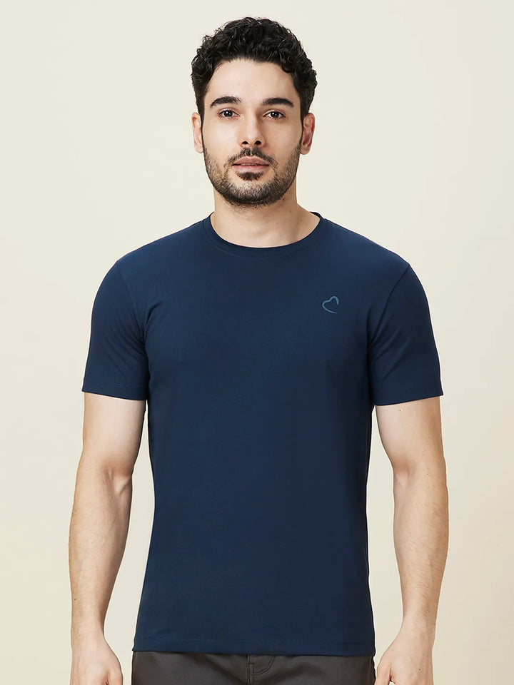 Navy Slim Fit Round Neck Men's T-Shirt by Being Human Clothing