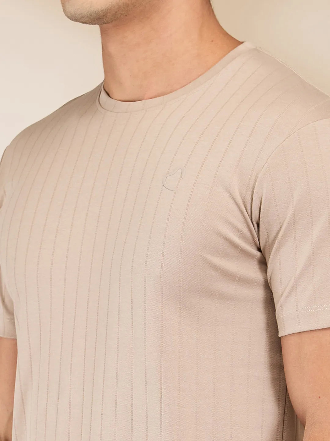 Beige Slim Fit Round Neck Men's T-Shirt by Being Human Clothing