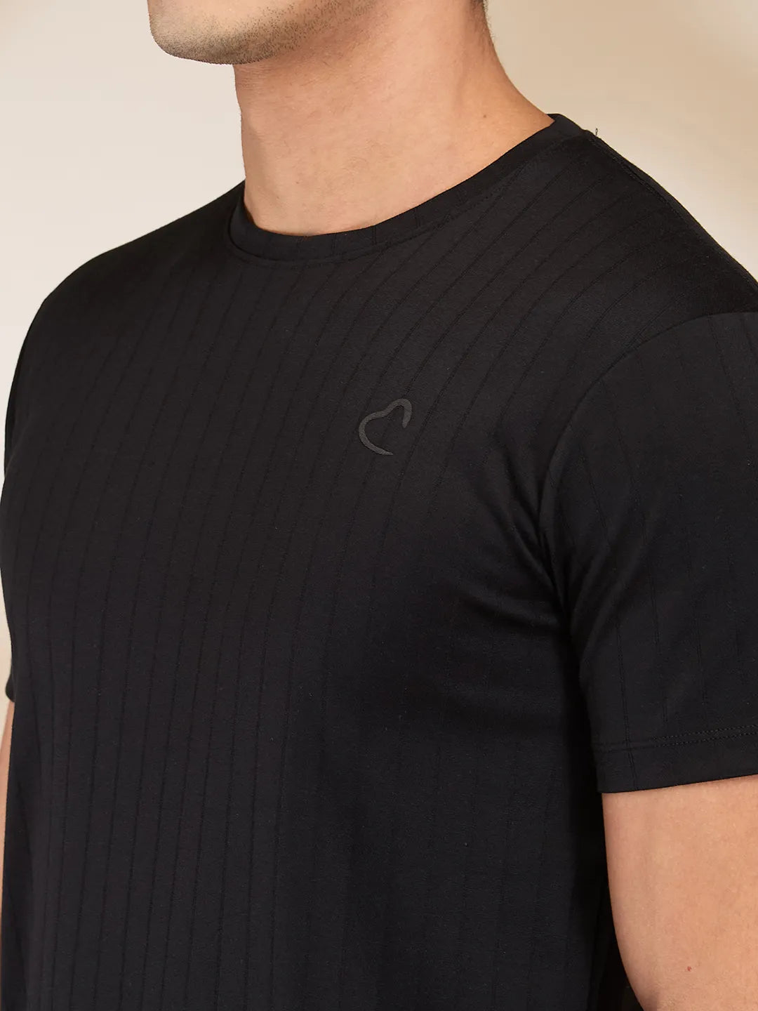 Black Slim Fit Round Neck Men's T-Shirt by Being Human Clothing