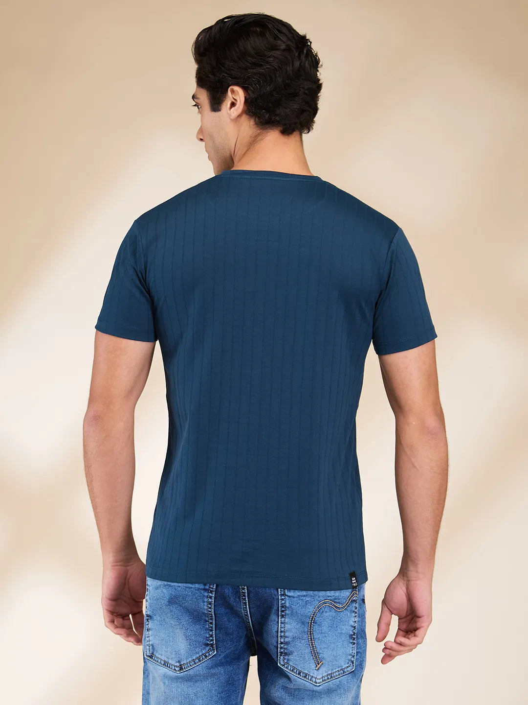 Navy Slim Fit Round Neck Men's T-Shirt by Being Human Clothing