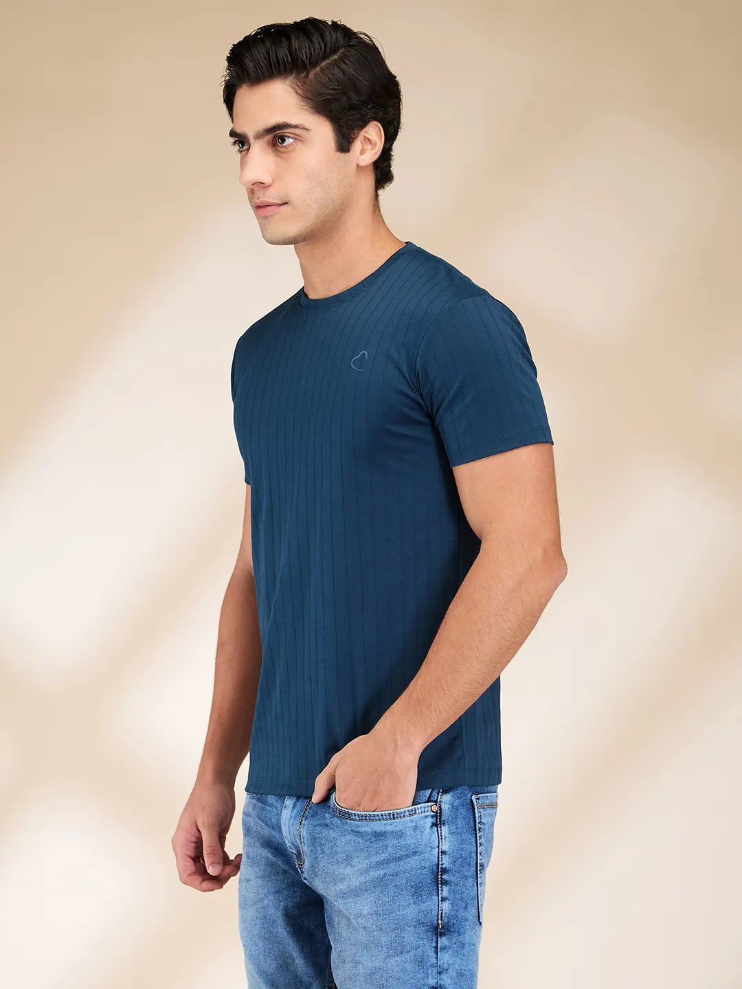 Navy Slim Fit Round Neck Men's T-Shirt by Being Human Clothing