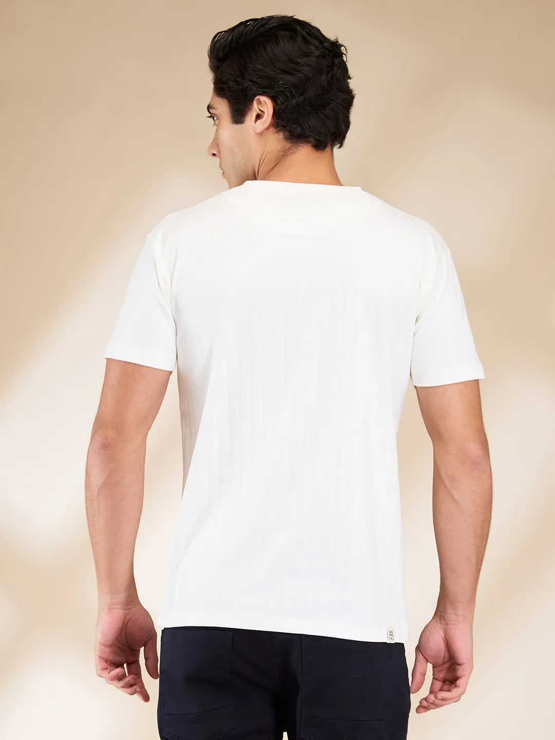 White Slim Fit Round Neck Men's T-Shirt by Being Human Clothing
