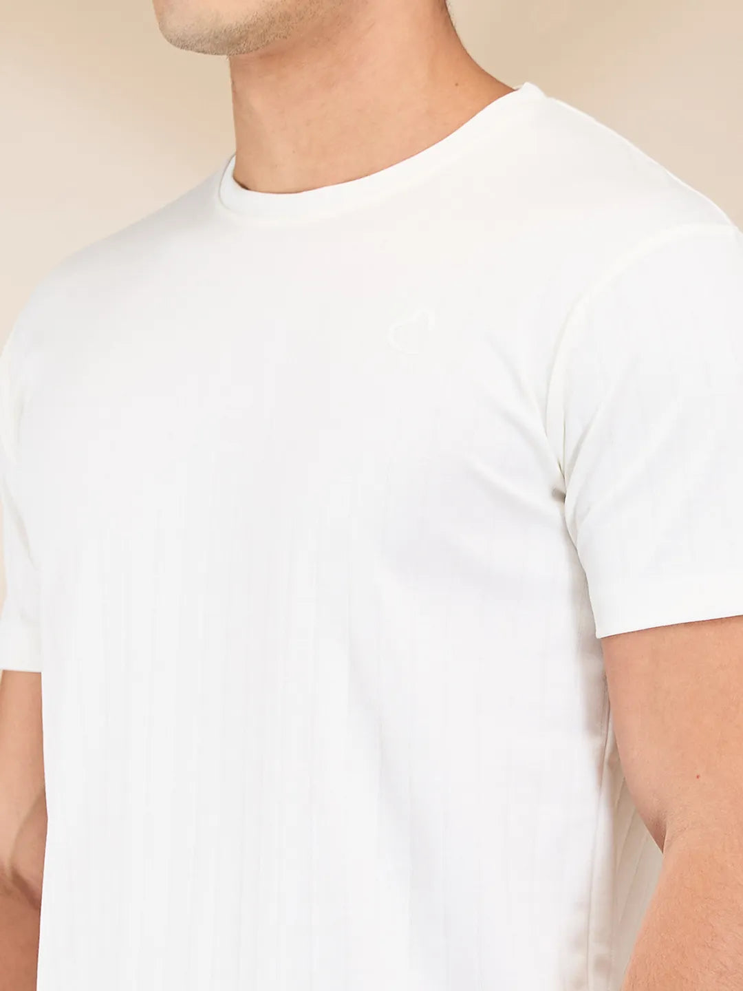 White Slim Fit Round Neck Men's T-Shirt by Being Human Clothing