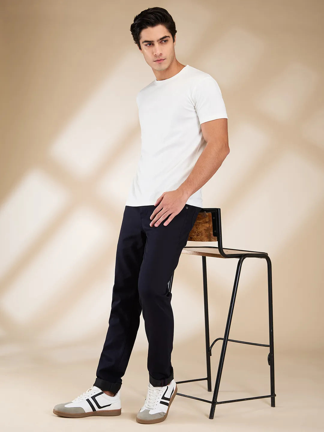 White Slim Fit Round Neck Men's T-Shirt by Being Human Clothing