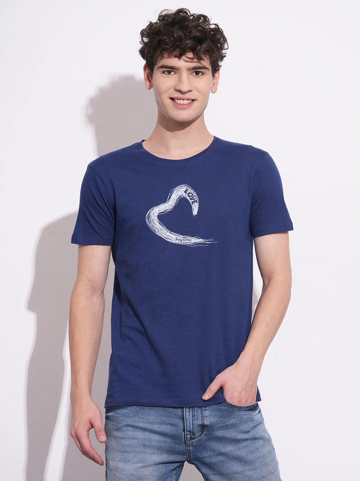 Navy Slim Fit Round Neck Men's T-Shirt
