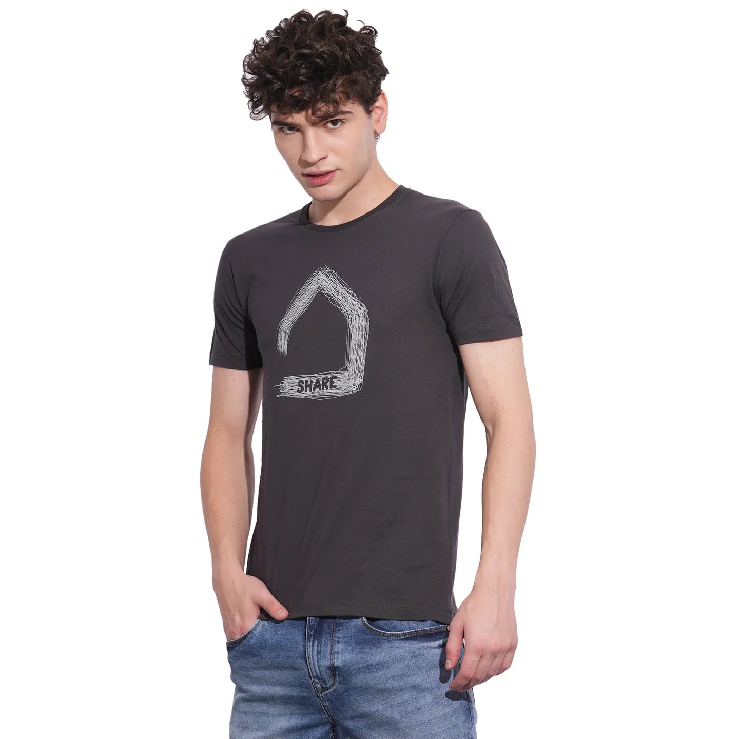 Being Human Clothing Mens-Top Crew Neck Charcoal
