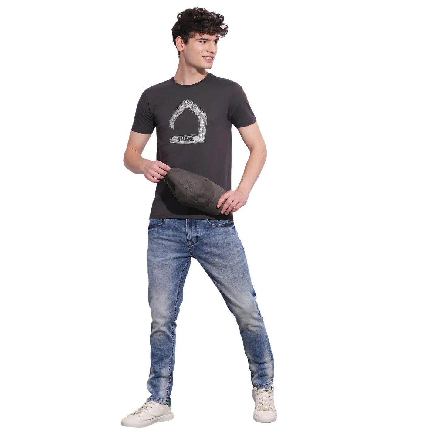 Being Human Clothing Mens-Top Crew Neck Charcoal