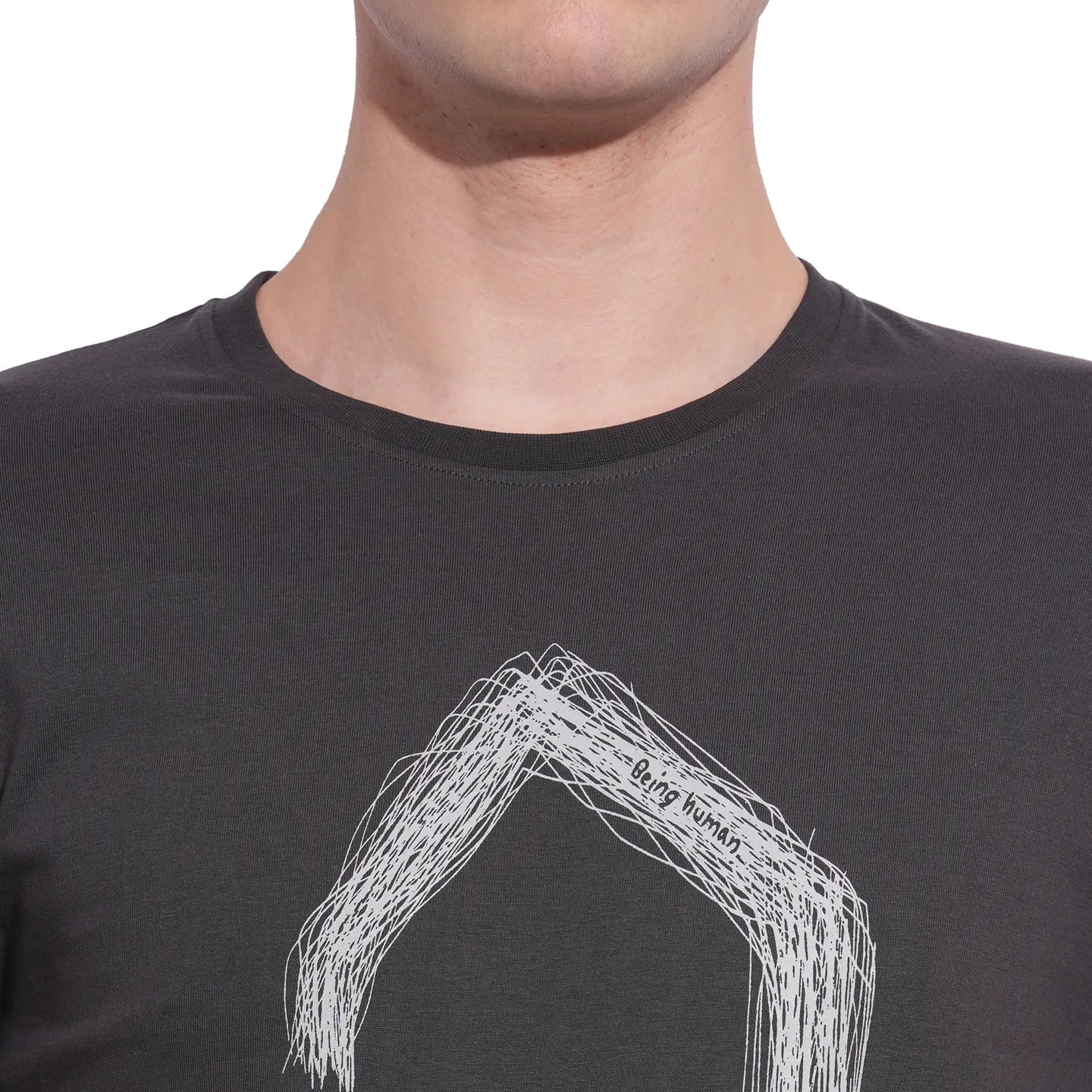 Being Human Clothing Mens-Top Crew Neck Charcoal