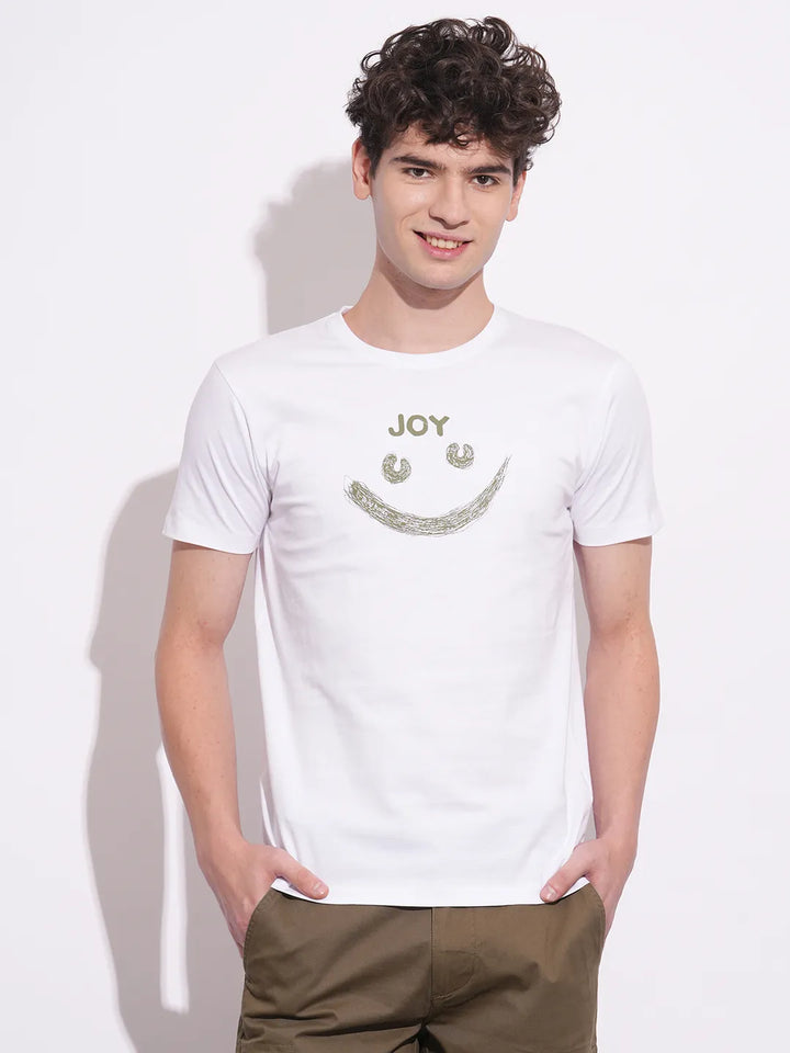White Slim Fit Round Neck Men's T-Shirt by Being Human Clothing