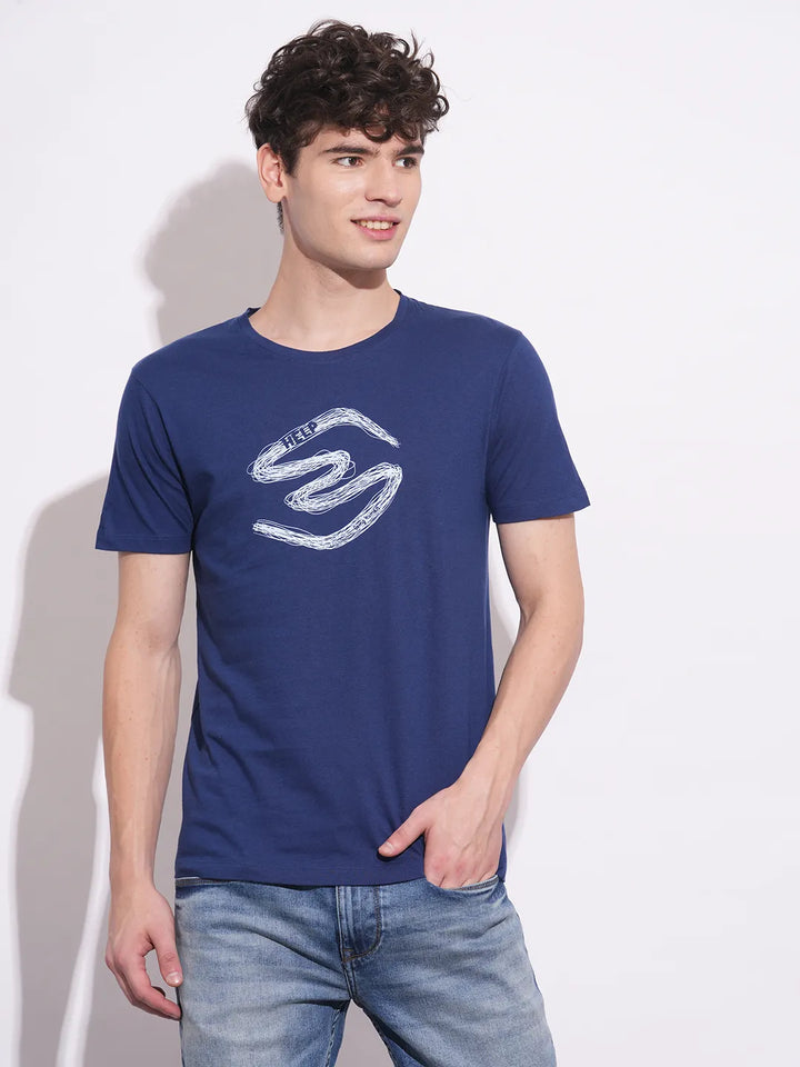 Navy Slim Fit Round Neck Men's T-Shirt