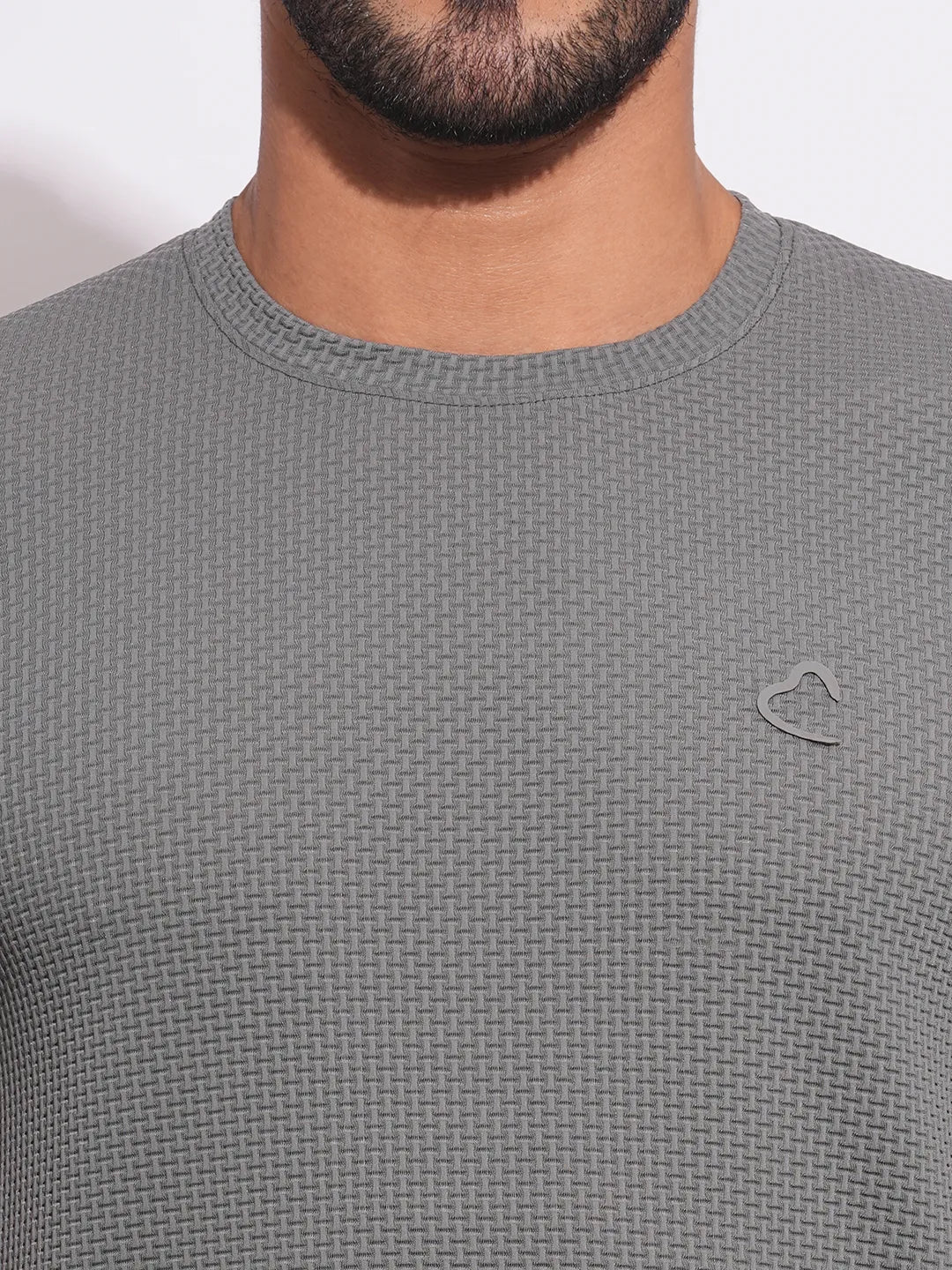 Grey Slim Fit Round Neck Men's T-Shirt by Being Human Clothing