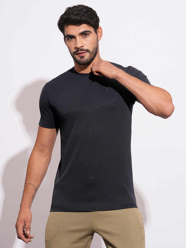Navy Slim Fit Round Neck Men's T-shirt