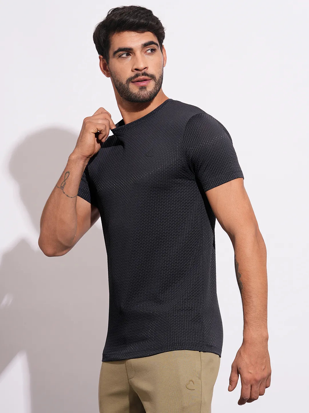 Navy Slim Fit Round Neck Men's T-Shirt by Being Human Clothing