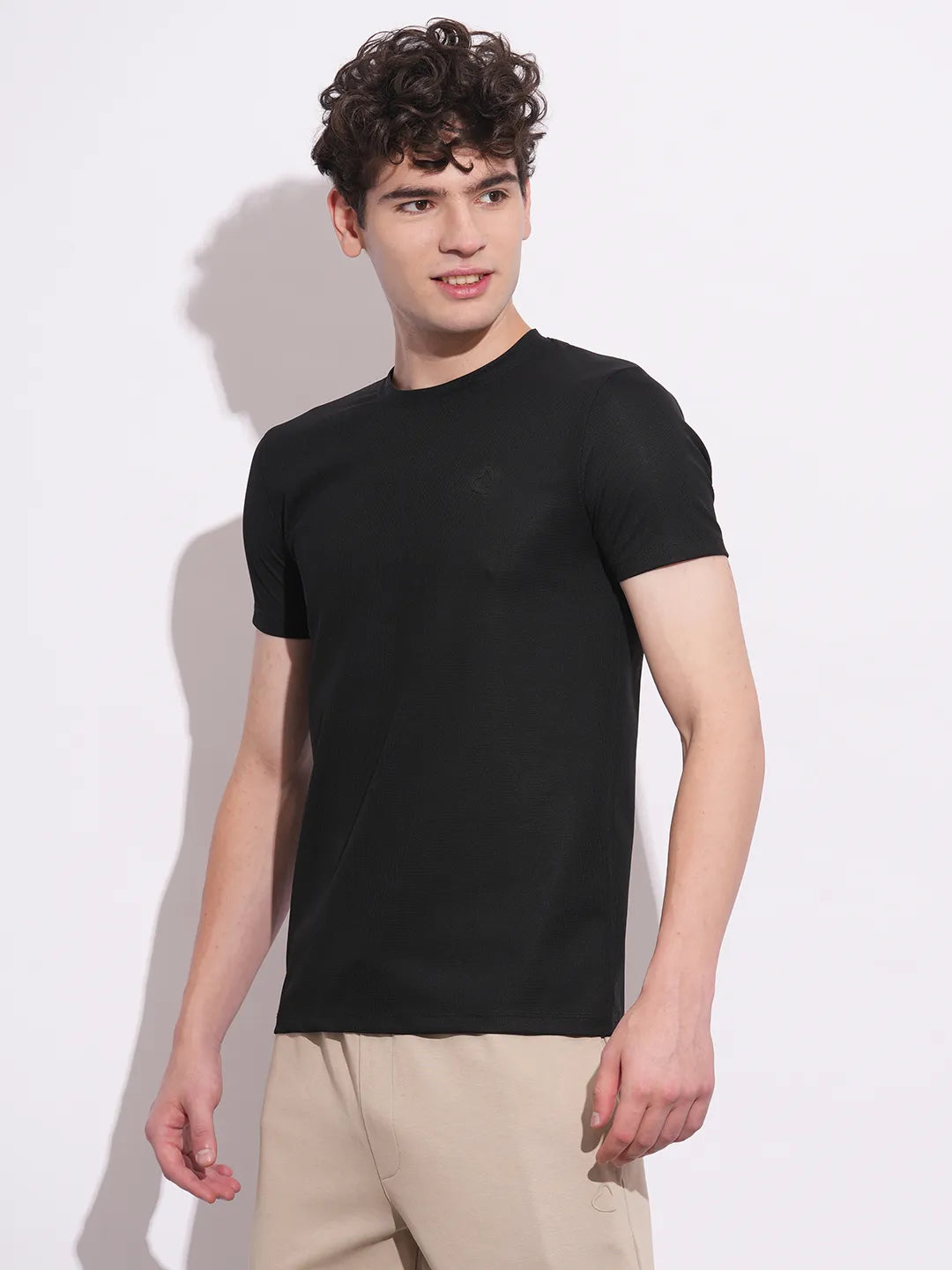 Black Slim Fit Round Neck Men's T-Shirt by Being Human Clothing