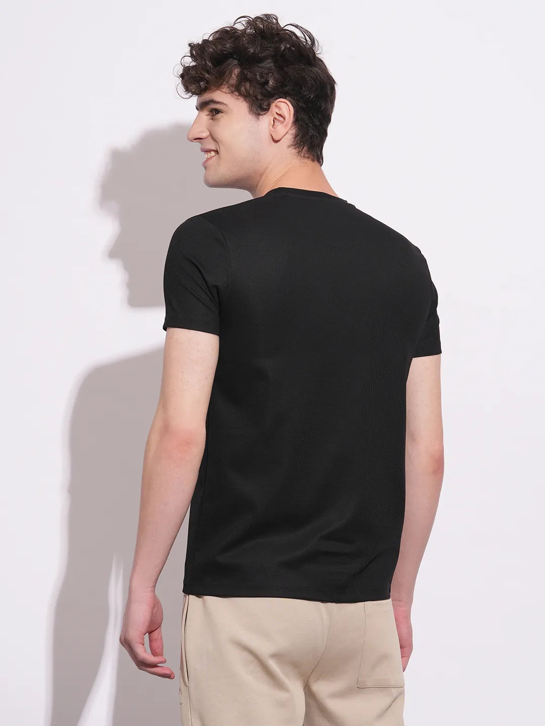 Black Slim Fit Round Neck Men's T-Shirt by Being Human Clothing