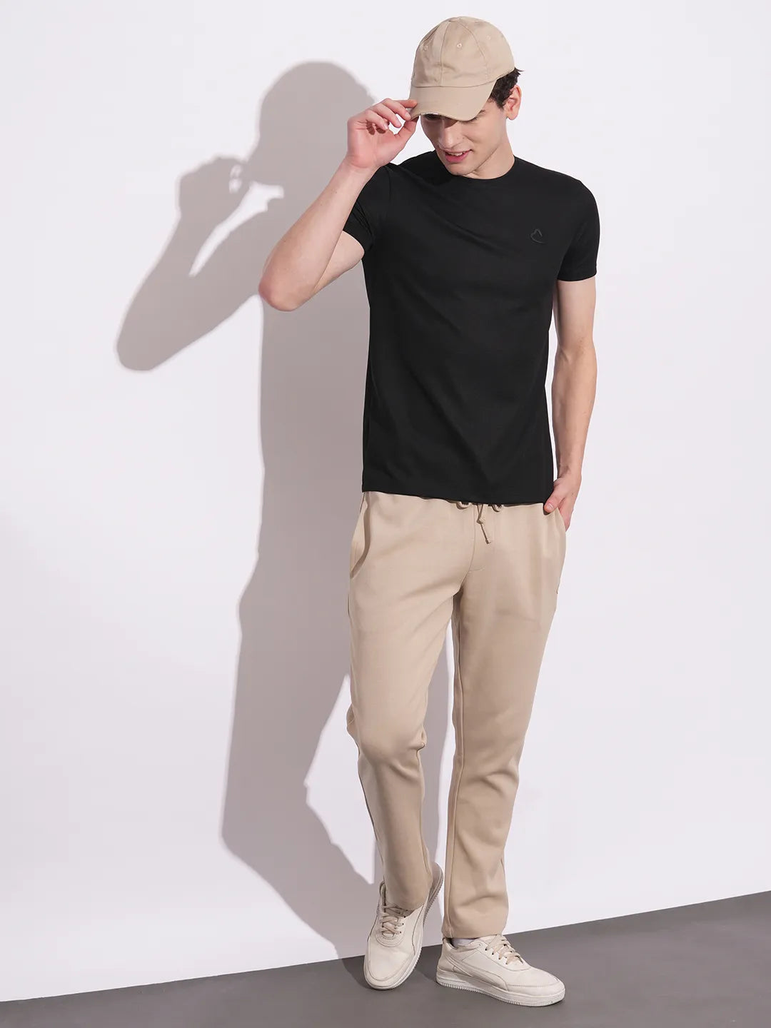 Black Slim Fit Round Neck Men's T-Shirt by Being Human Clothing