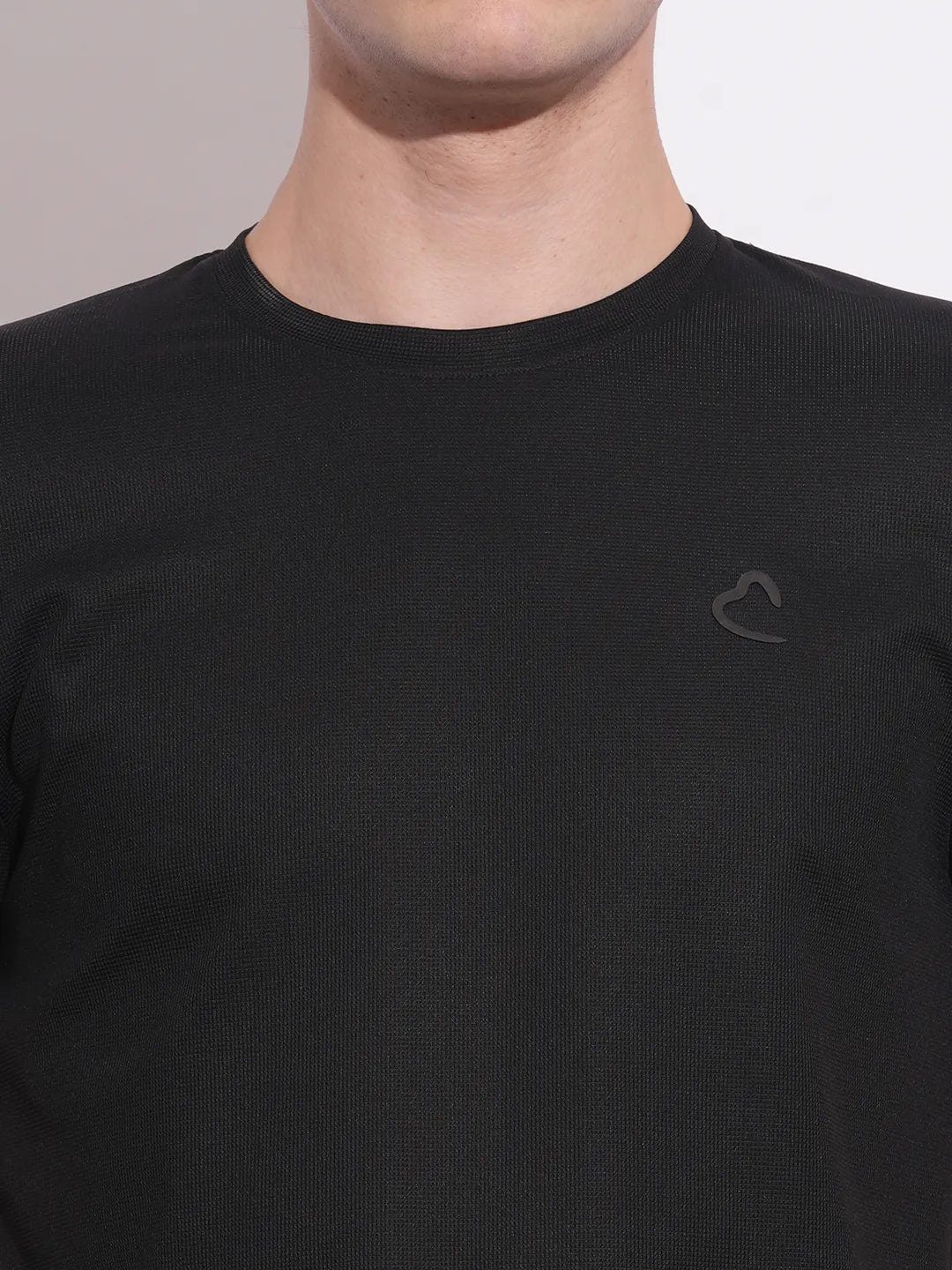 Black Slim Fit Round Neck Men's T-Shirt by Being Human Clothing