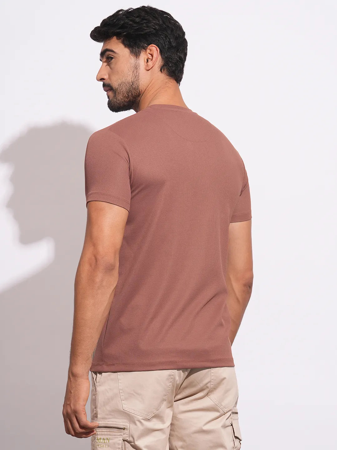 Rust Slim Fit Round Neck Men's T-Shirt by Being Human Clothing