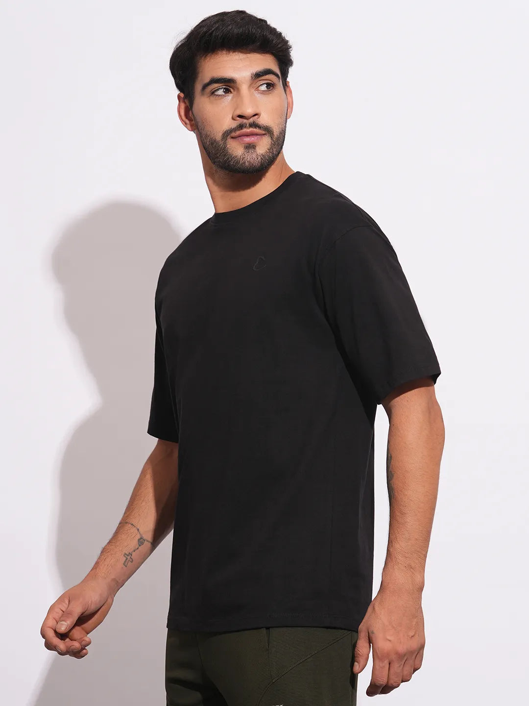 Black Easy Fit Round Neck Mens' T-Shirt by Being Human Clothing