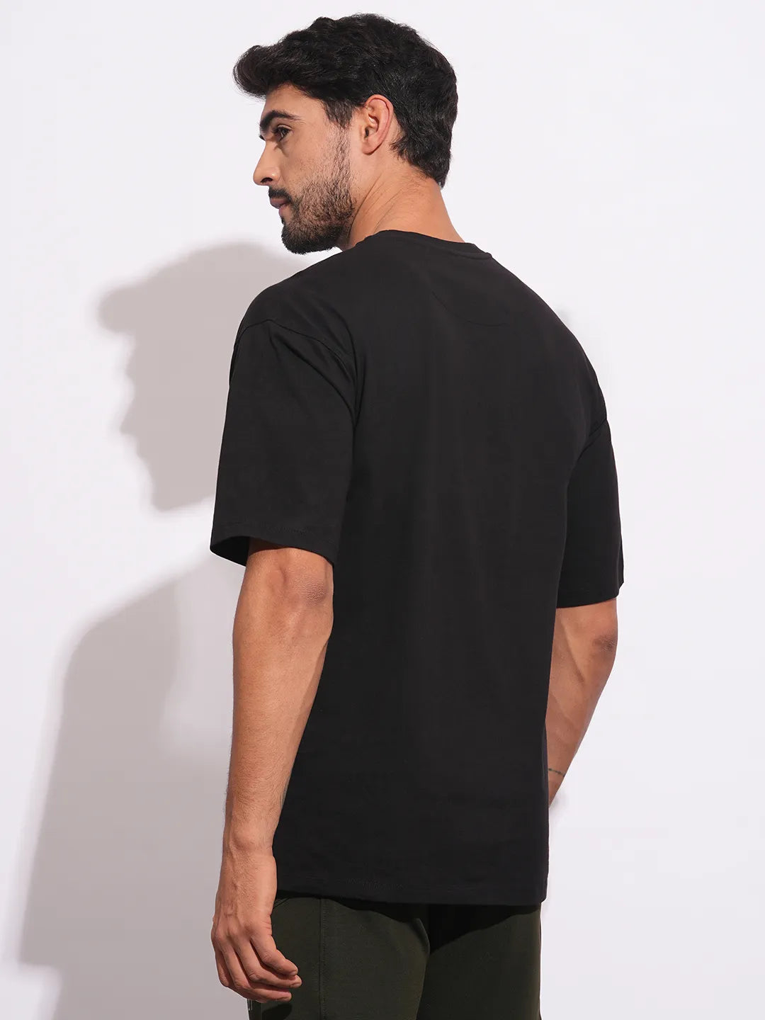 Black Easy Fit Round Neck Mens' T-Shirt by Being Human Clothing