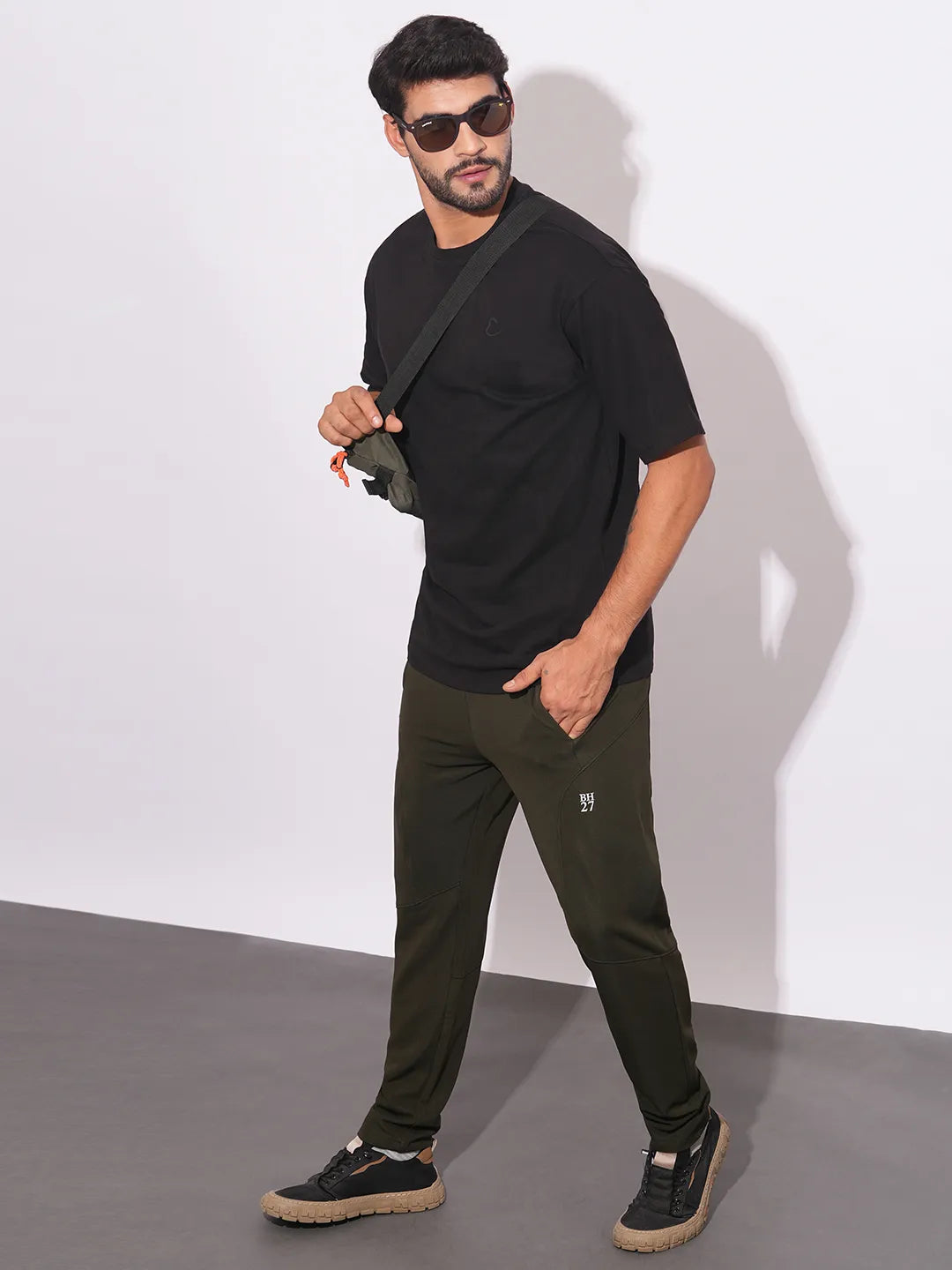 Black Easy Fit Round Neck Mens' T-Shirt by Being Human Clothing