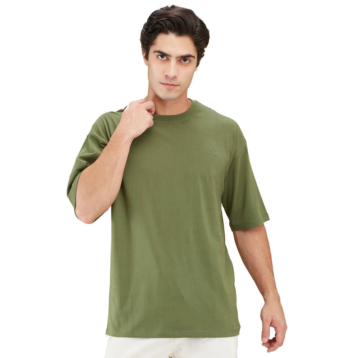 Military Green Easy Fit Round Neck Men's T-Shirt