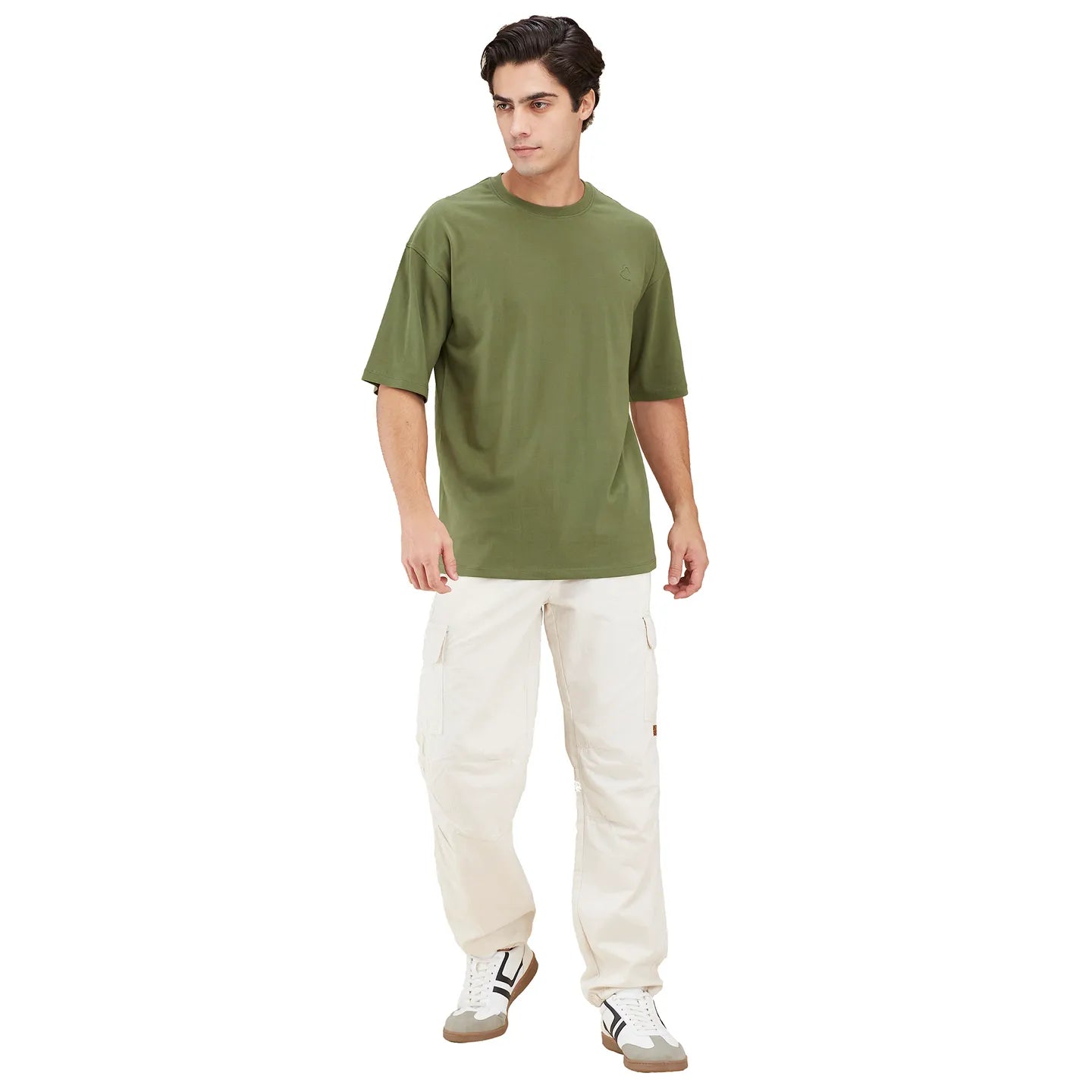 Military Green Easy Fit Round Neck Men's T-Shirt by Being Human Clothing