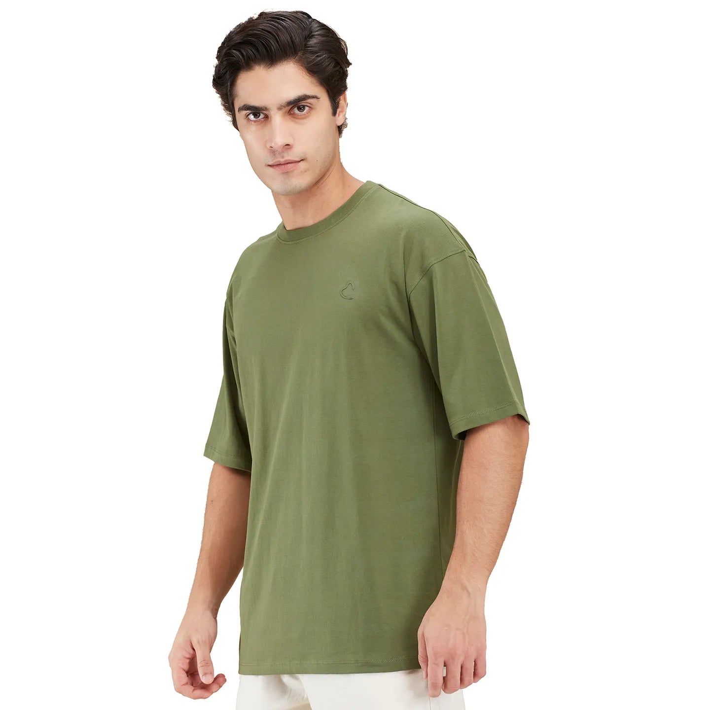 Military Green Easy Fit Round Neck Men's T-Shirt by Being Human Clothing