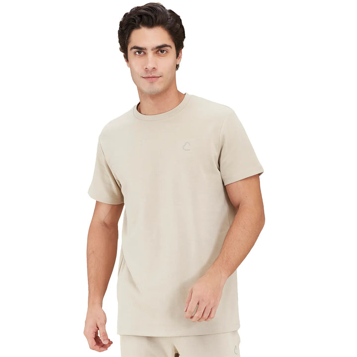 Beige Slim Fit Round Neck Men's T-Shirt by Being Human Clothing